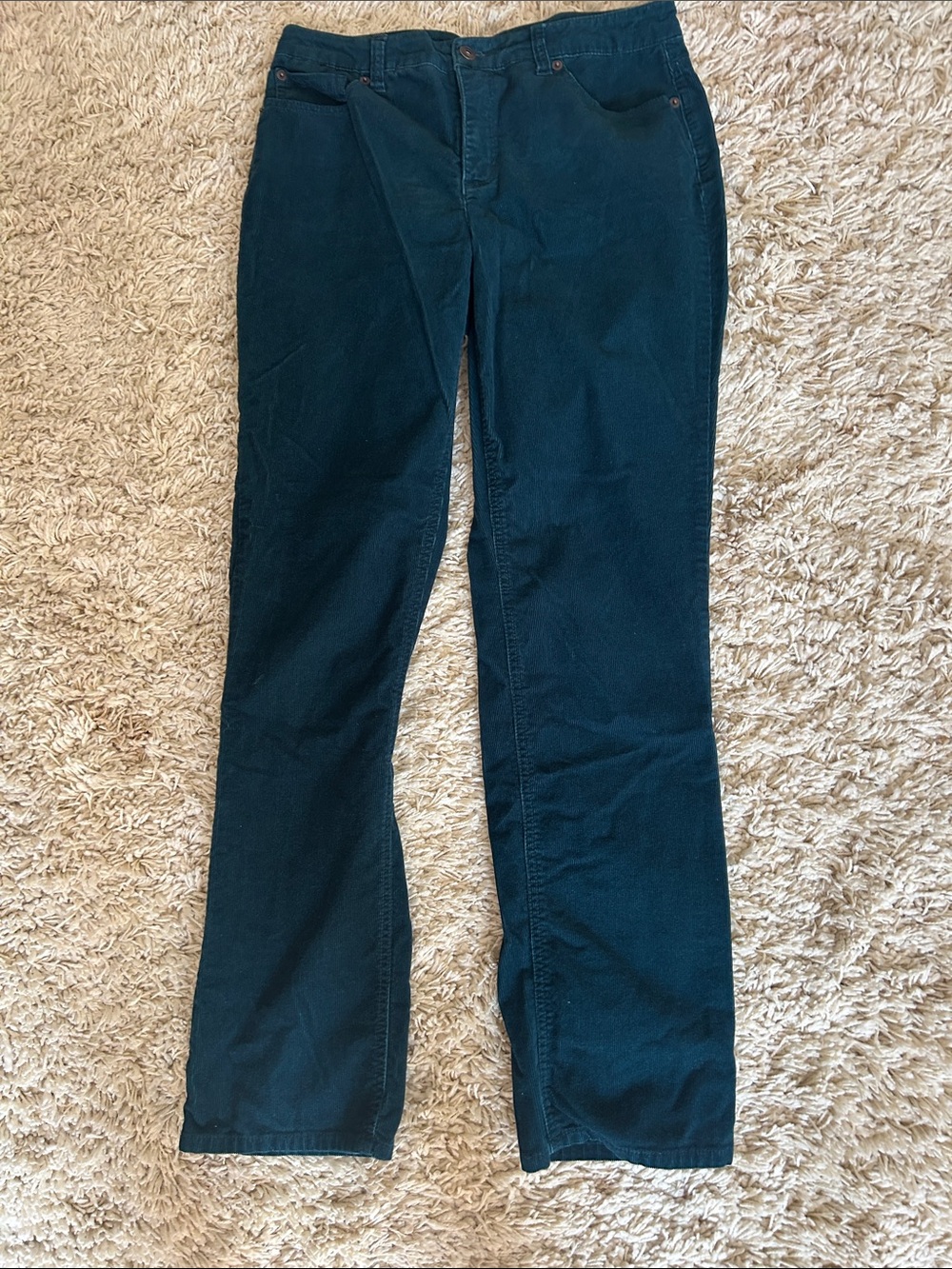 Jones New York Women’s Teal Straight-Leg Corduroy Jeans